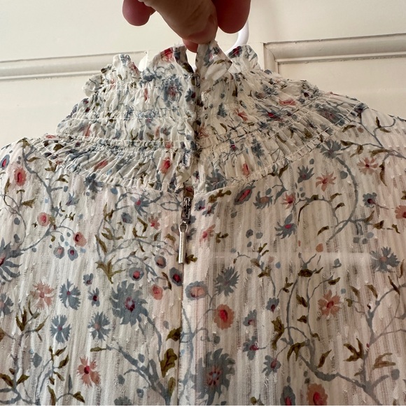 Rebecca Taylor silk floral ruffled mini dress, sheer with slip dress - Picture 7 of 8